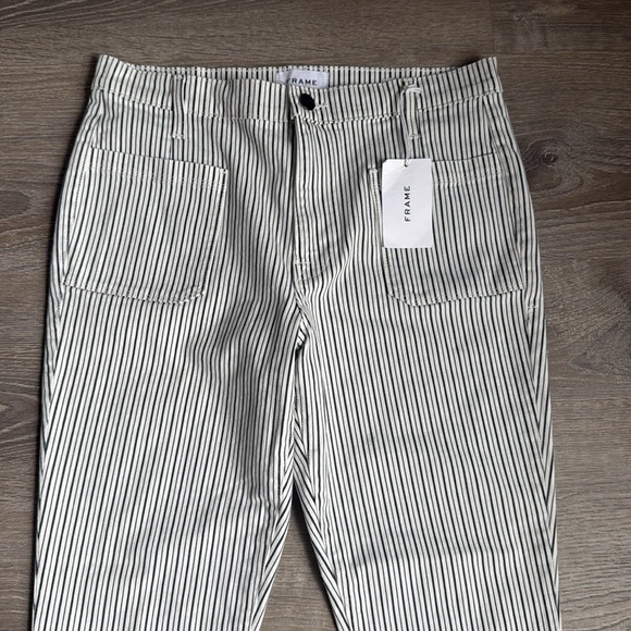 NEW Frame Le Bardot Crop Flare striped mid-rise kick-flare jeans 31 - Picture 5 of 15